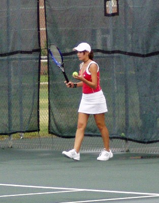 Laney just before a singles pro-8 match @ 05 USA Team State Championships