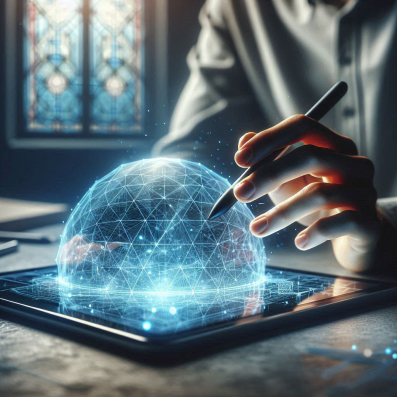 Hologram of the Dome of Moros on Marcus's iPad